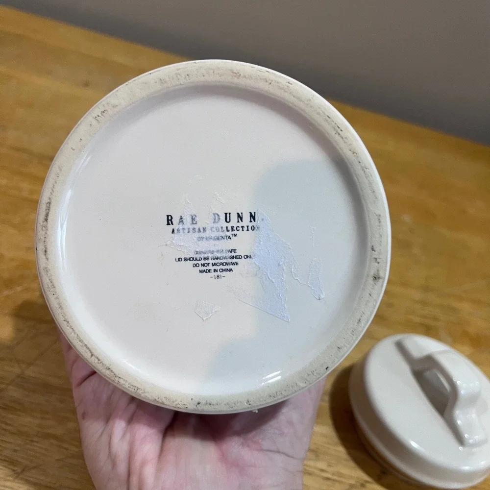 Rae Dunn STORE Pig Ceramic Canister White Farmhouse Jar with Lid Magenta‎